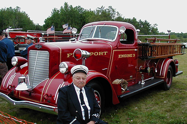 Freeport Maine Fire Dept. showing their 1939 American LaFrance fire engine.