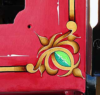 Restored lettering on seat of 1936 Ahrens-Fox fire engine.