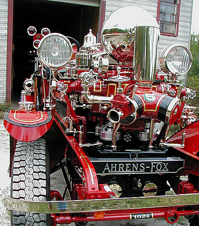1924 Ahrens-Fox piston pump with gold stripes and nickle plating.
